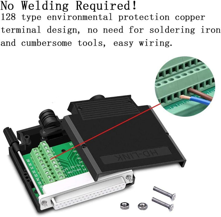 PENGLIN Thinner DB37 Solderless RS232 D-SUB Serial to 37-pin Port Terminal Buchse Adapterverbinder B