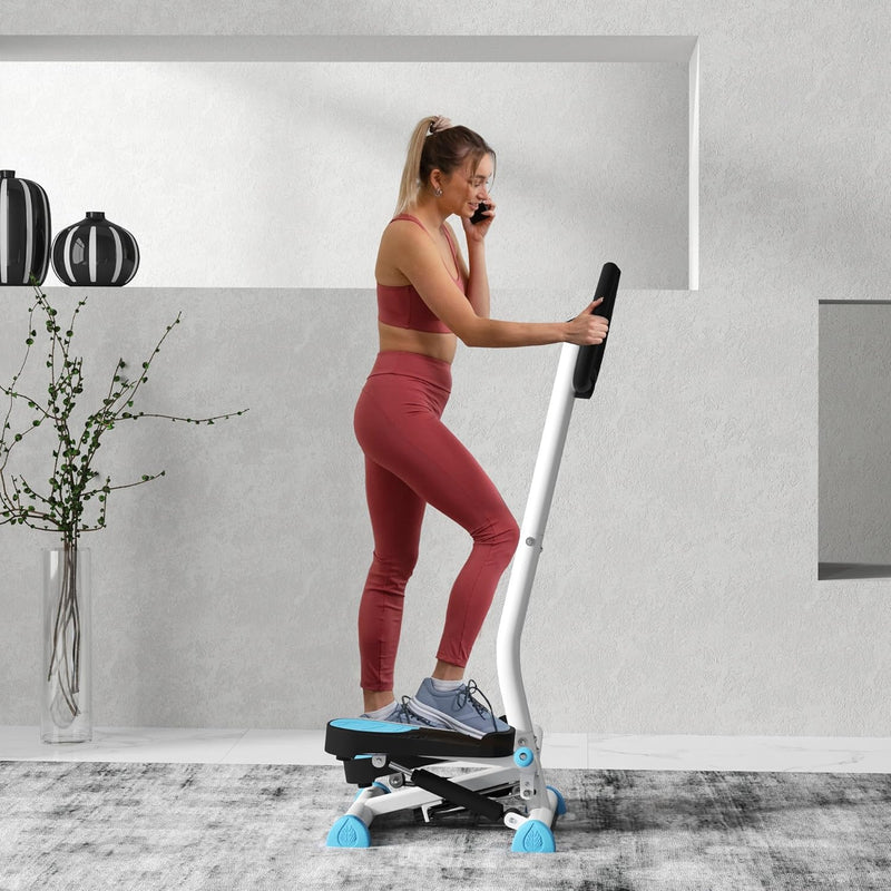 HOMCOM Stepper Fitness Swing Stepper mit LCD-Schirm und Handgriff Hometrainer für Zuhause bis 100 kg