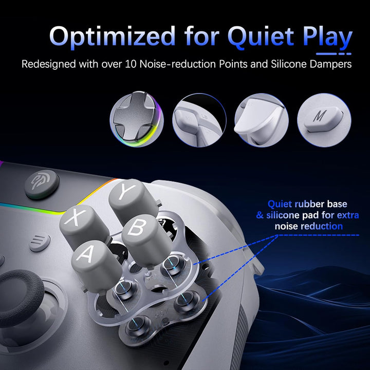 AKNES EasySMX X05Pro PC-Controller für PC/Switch/Android/iOS (Weiss) | Leise Spieltasten, Hall-Joyst