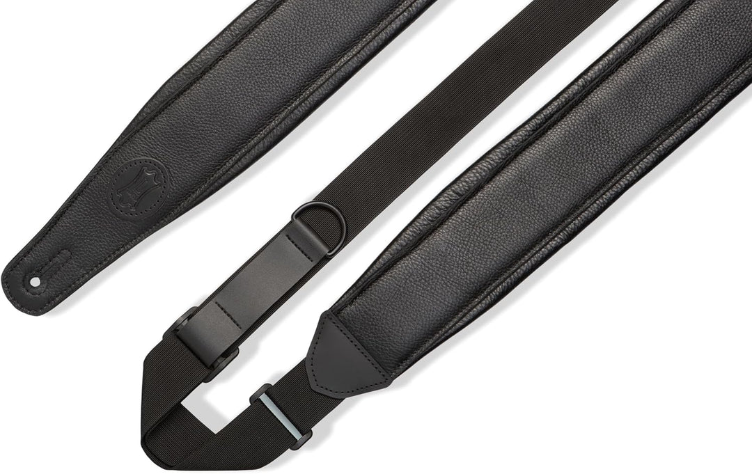 Levy's MRHGP-BLK Gitarrengurt Right Height - Garment Leather Padded 3" - Black Schwarz - Breite, Sch