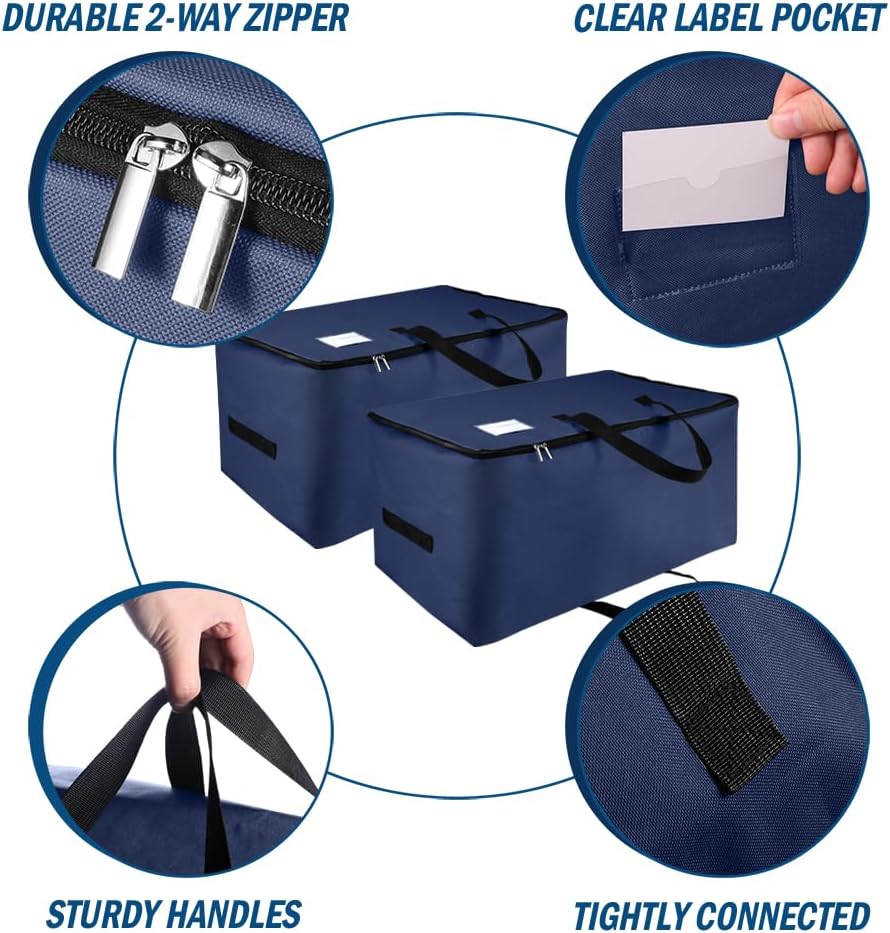 2Pack Unterbett Aufbewahrungsbox mit Deckel, 105L Grosse Aufbewahrungsbeutel mit Girff, Tragbar Unte