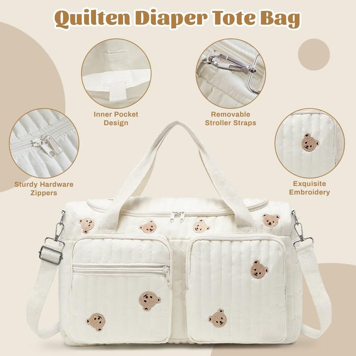 Aucuu Wickeltasche, Babytasche Mama Tasche, Kliniktasche Geburt Stickerei, Gross Mommy Bag, Henkelta