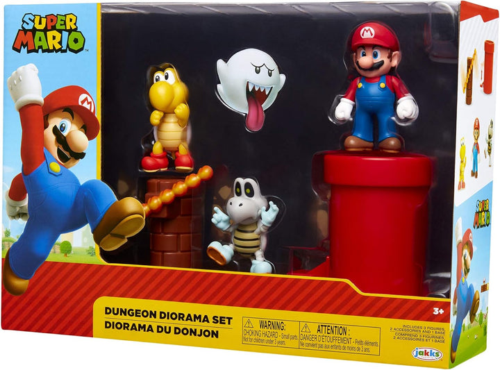 Jakks Pacific Dungeon Diorama Set, 6 cm Super Mario - Set de Figuras Mundo Dungeon Bunt, Verlies – S