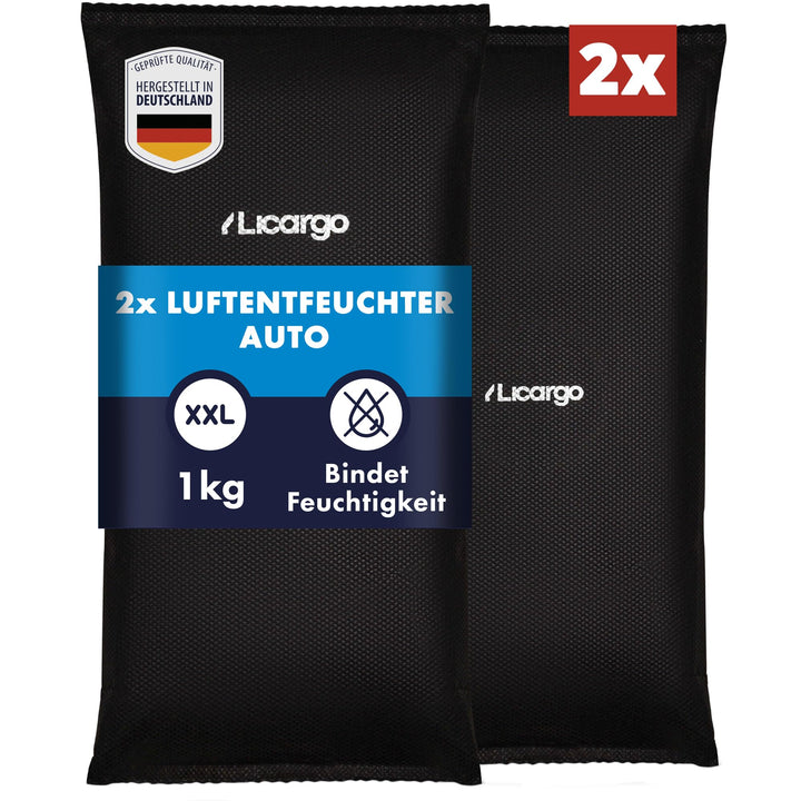 LICARGO 2x Luftentfeuchter (1kg) - Auto Entfeuchter gegen beschlagene Autoscheiben - wiederverwendba