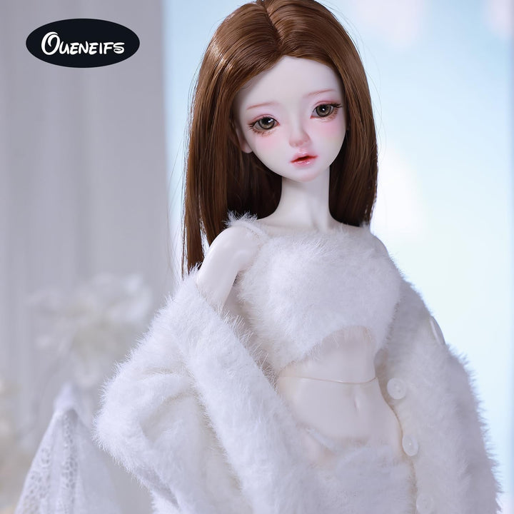 Oueneifs Puppenkleider-Set für BJD, Harz-Spielzeugzubehör: Cardigan+ Weste+ Hose (Weiss, für 1/4 BJD