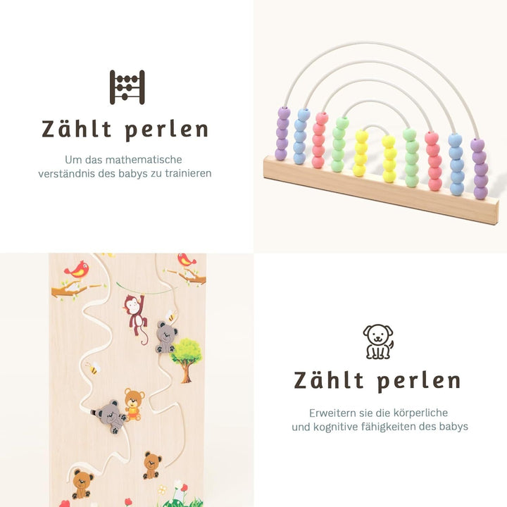 Baby Laufstall,Sicherer＆Stabiler Grosses Faltbares Babys Laufgitter, Holz Laufstall, nachhaltiger La