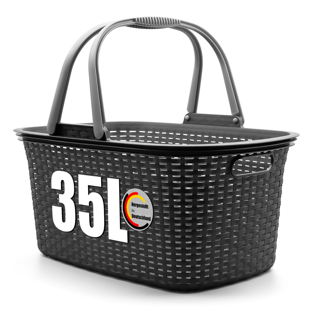 BigDean Wäschekorb mit Henkel 35L Rattan Design Wäschewanne | Made in Germany 1 Stück, 1 Stück