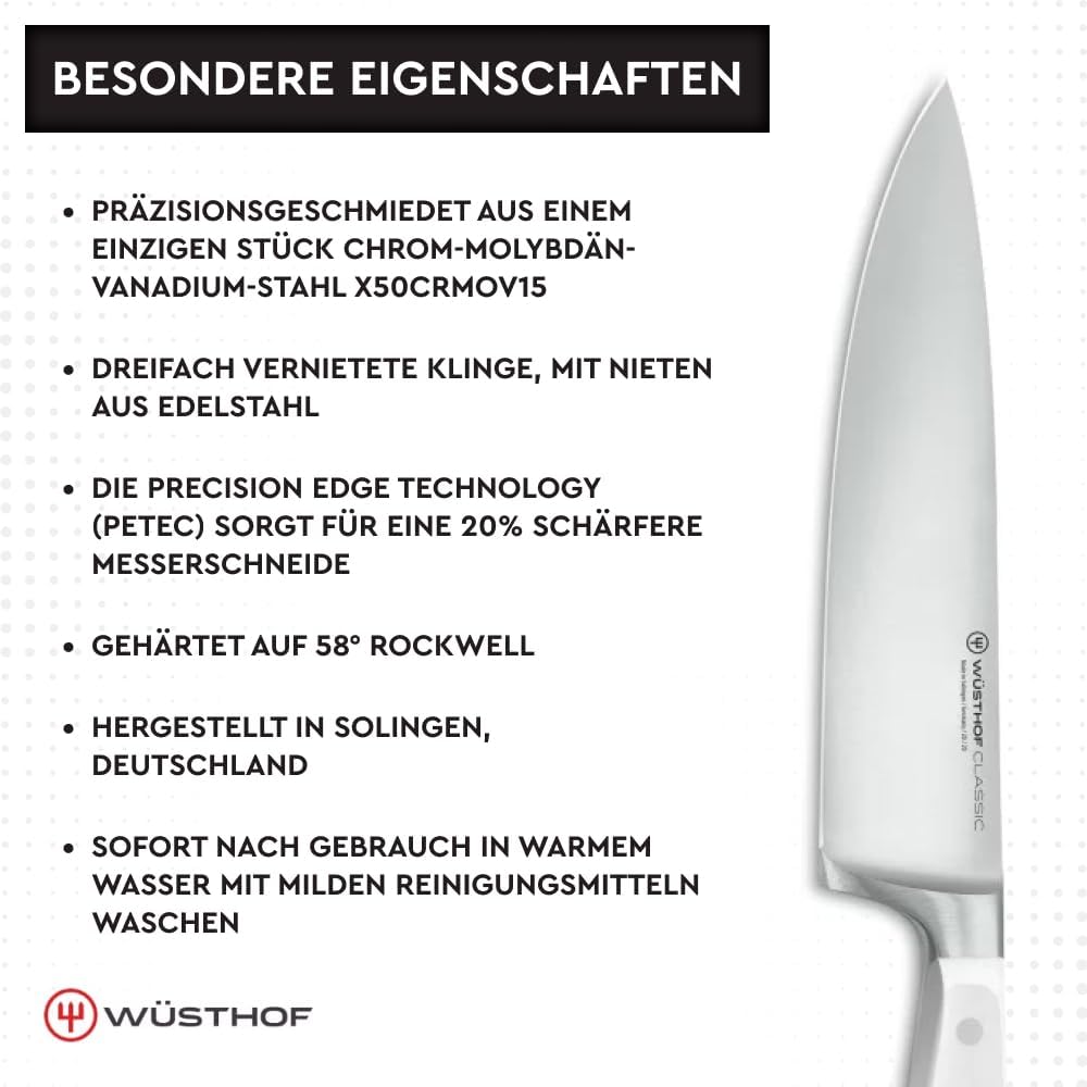 WÜSTHOF Classic White Messerblock mit 6 Artikeln 6-teilig, inkl. Santoku, 6-teilig, inkl. Santoku