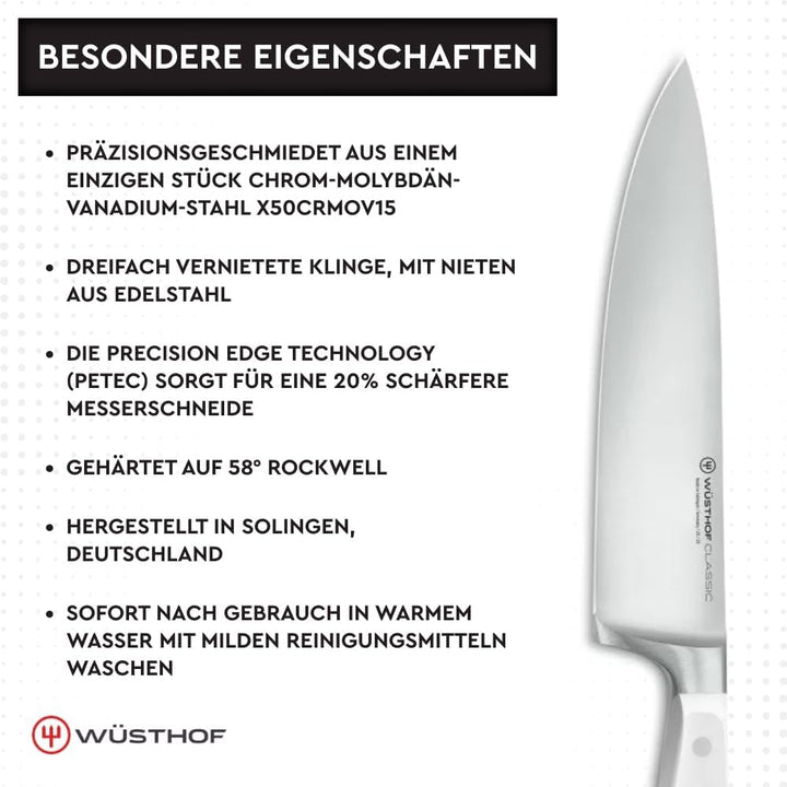 WÜSTHOF Classic White Messerblock mit 6 Artikeln 6-teilig, inkl. Santoku, 6-teilig, inkl. Santoku
