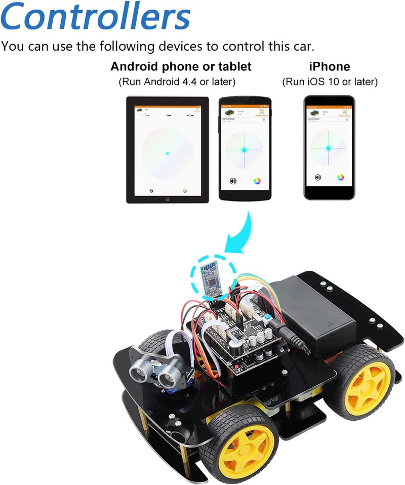FREENOVE 4WD Car Kit (Compatible with Arduino IDE), Line Tracking, Obstacle Avoidance, Ultrasonic Se