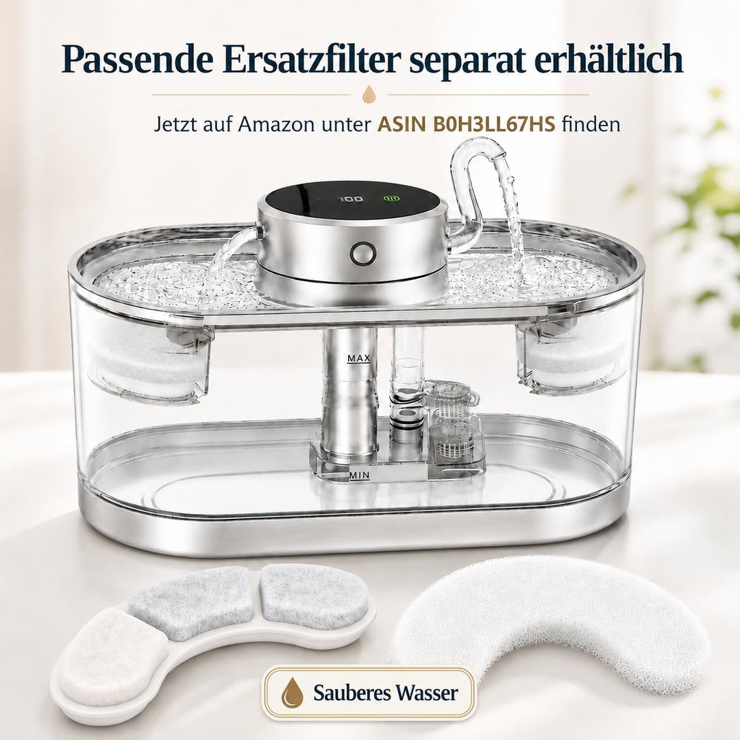 Katzenbrunnen kabellos 3L mit 5000mAh Akku und Bewegungsmelder