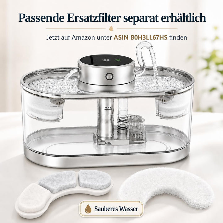 Katzenbrunnen kabellos 3L mit 5000mAh Akku und Bewegungsmelder