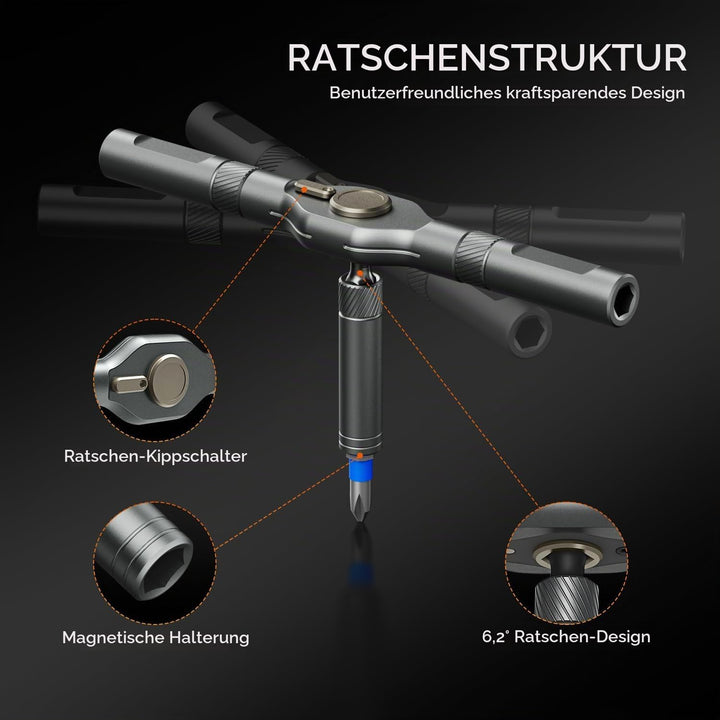AivaToba Ratschenschraubendreher Set 76 in 1 Profi, S2 &amp; 45