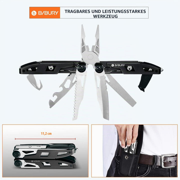 Geschenke für Männer, BIBURY 18 in 1 Taschenwerkzeug, Faltbares Multitools Edelstahl, Multifunktiona
