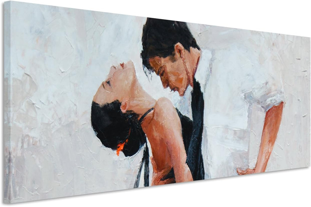Sinus Art Wandbild 150x50cm Digitales Gemälde – Tangotänzer mit weissem Hintergrund auf Leinwand für