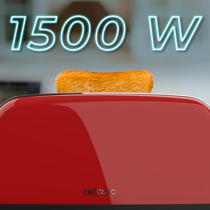 Cecotec Vertikaler Toaster Toastin' time 1500 Red Lite, 1500W Leistung, Kapazität für 4 Toasts, Dopp
