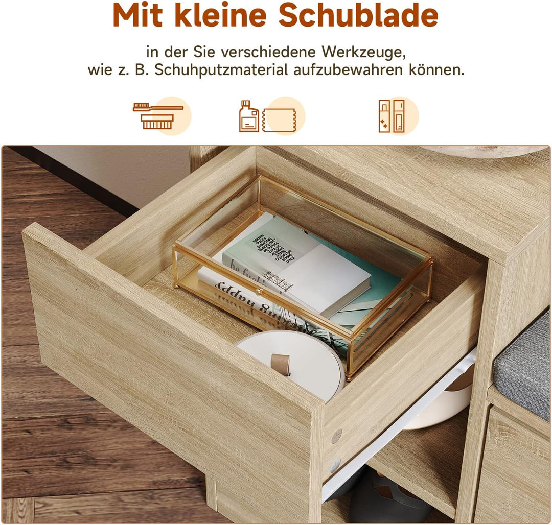 SUNXURY Schuhschrank Schuhbank mit Sitzfläche Schuhregal mit Stauraum Sitzbank Stauraum Verstellbare