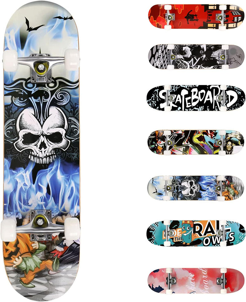 Hikole Skateboard, Komplettboard, Skateboard, Skateboard, Holz, 79 x 20 cm, kanadisches Ahorn, 89 A,