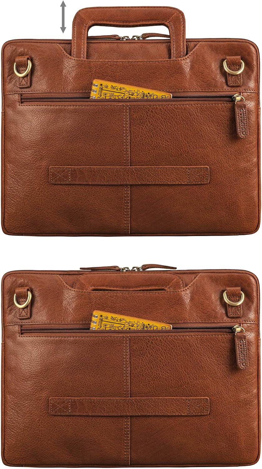 STILORD "Cole Vintage Laptoptasche 14 Zoll Leder Herren Schmal Laptophülle Echtleder Dokumententasch