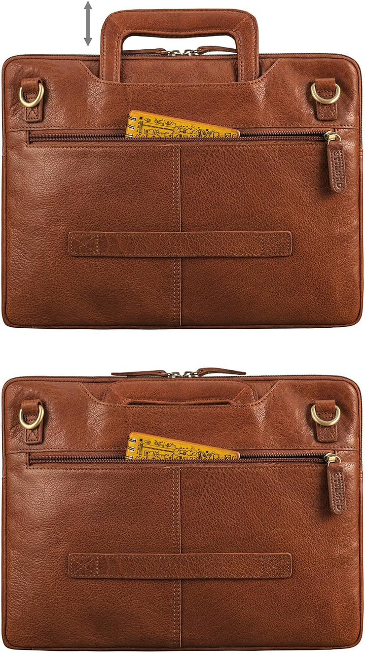 STILORD "Cole Vintage Laptoptasche 14 Zoll Leder Herren Schmal Laptophülle Echtleder Dokumententasch
