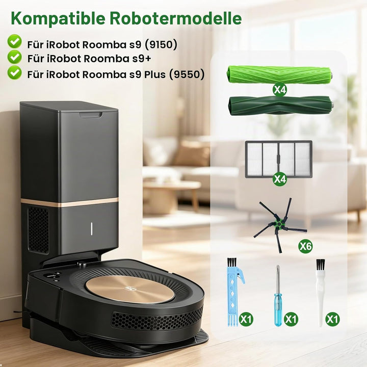 Ersatzteile passend für iRobot Roomba s9 (9150) s9 + s9 Plus (9550) Wi-Fi-Roboter-Staubsauger-Kits d