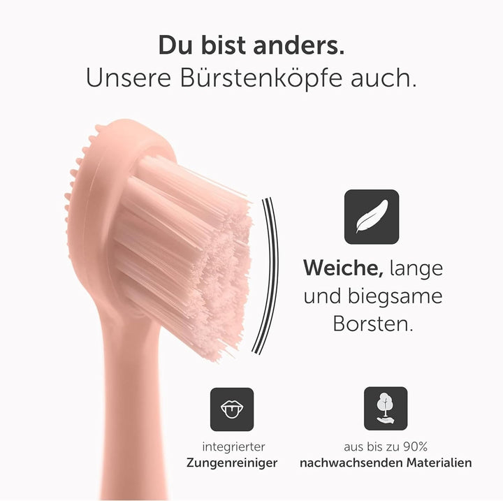 Wondersmile Ersatzbürsten Schallzahnbürste (Soft, Atomic Rose, 4er Pack) - Bürstenköpfe für Wondersm