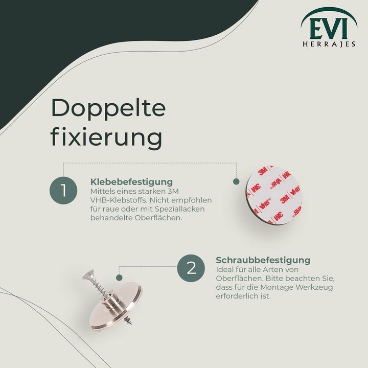 EVI HERRAJES Verstellbarer Türstopper aus Messing, Dual-Installation (Weisser Gummi), Weisser Gummi