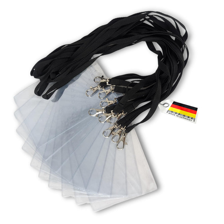 Schlüsselbänder aus Baumwolle mit Ausweishülle DIN A6 - twist4® (schwarz, 100 Stück) schwarz 100 Stü