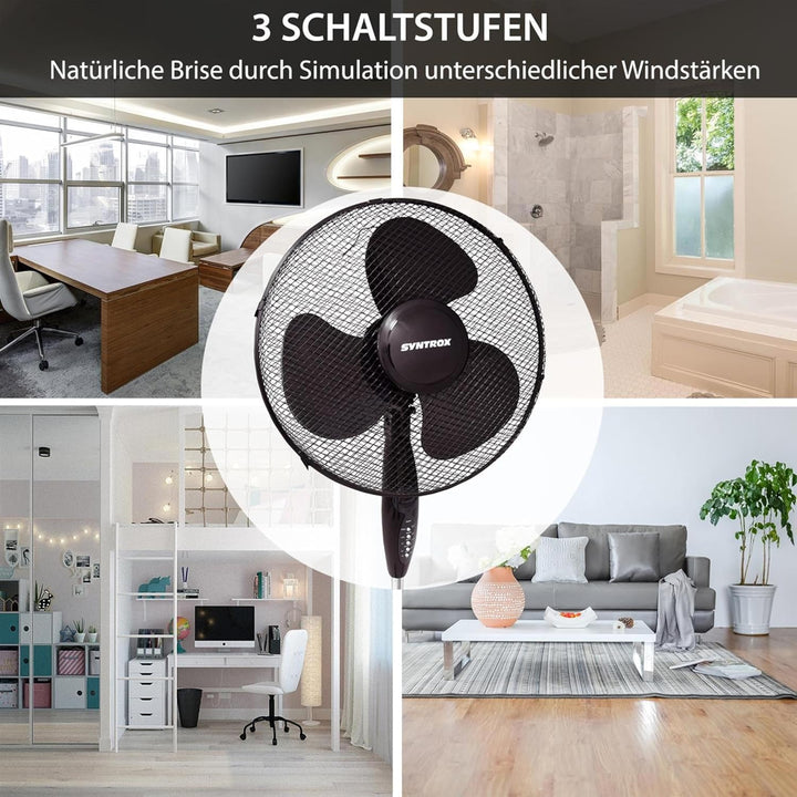 Syntrox Ventilator mit Oszillation Glittera | Standventilator | Bodenventilator, Grosser Schwenkbere