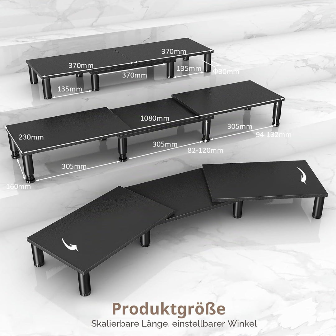 AX WABER Dual Monitor Stand Riser, einstellbare Höhe, Stahlbein, Holz Monitorständer für 2 Monitore