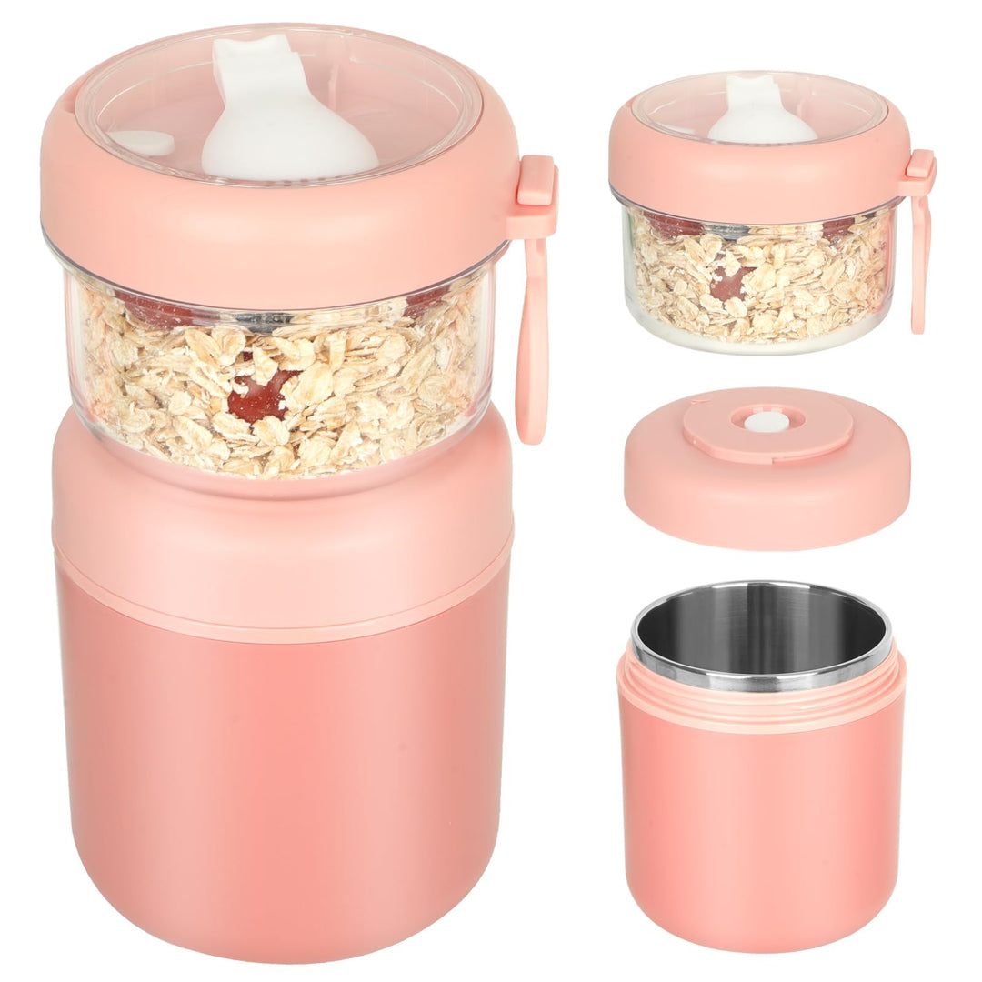Grosser Edelstahl Müslibecher to Go, Joghurtbecher 530ml+330ml Tragbarer Auslaufsicherer Müslibecher