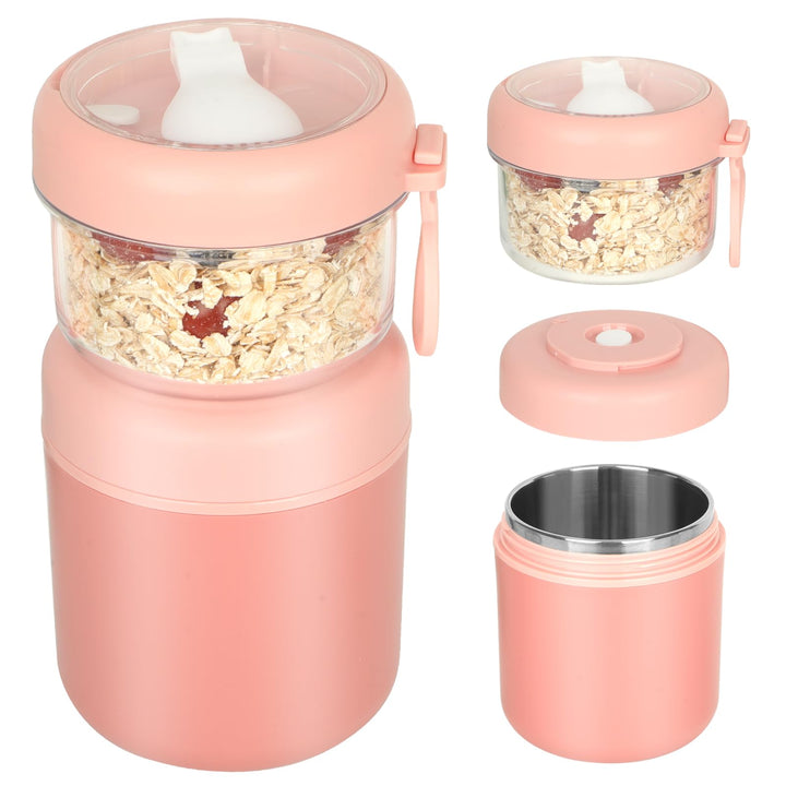 Grosser Edelstahl Müslibecher to Go, Joghurtbecher 530ml+330ml Tragbarer Auslaufsicherer Müslibecher