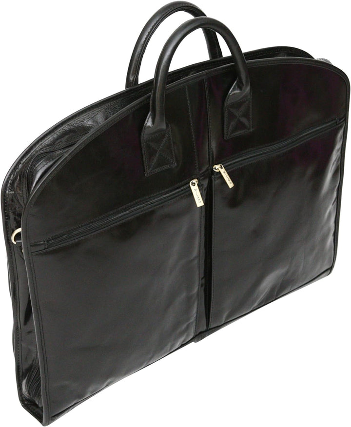 S Babila - Kleidersack aus weichem Vollleder - Kleidertasche für Reisen - Schwarz, Schwarz