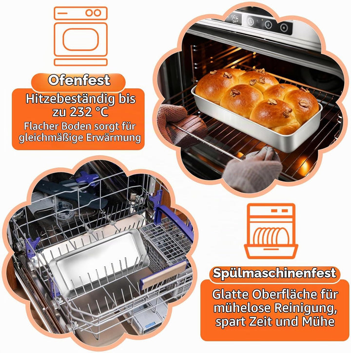2 Stück Kastenform Kuchen Backform Rechteckig Brotbackform Edelstahl 32 x 15 x 6.5cm - 3,2L für Kuch