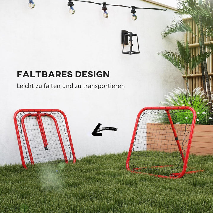 HOMCOM Rebounder für Fussball, 78 x 84 cm Prellwand mit Heringen, verstellbar in 5 Stufen, tragbar,