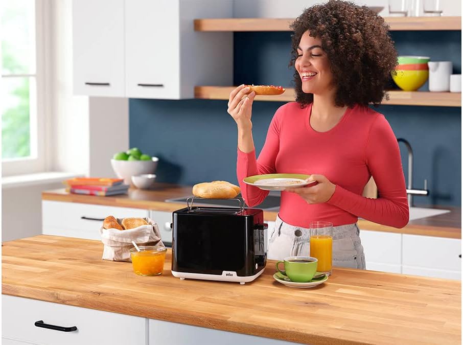 Braun Household Breakfast1 Double Slot Toaster with 8 Toast Settings and Defrost Function, 900 W, HT