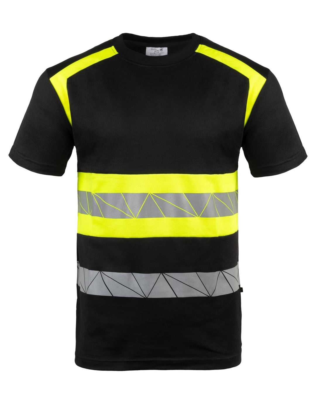 Warnschutz T-Shirt - Atmungsaktiv mit Reflexstreifen und Baumwolle - Warn Tshirt M Schwarz Neongelb,