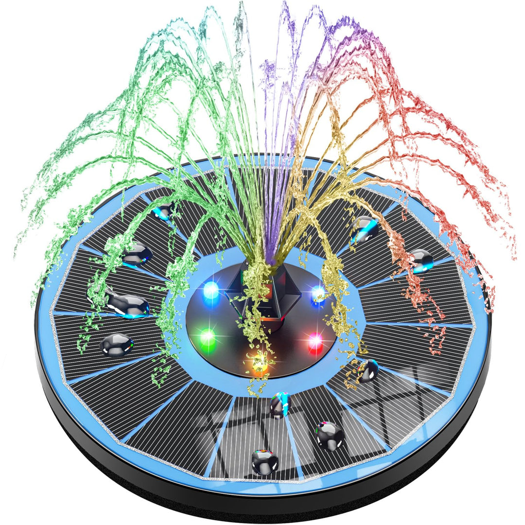 SZMP Solar Springbrunnen für aussen 100% Glas 2024 Upgraded,3.5W Solar Teichpumpe mit 8 Effekte Sola