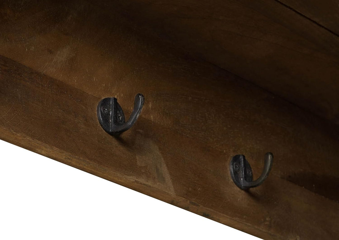 MASSIVMOEBEL24.DE | Railway- Massive Wandgarderobe | braun geölt | aus Mangoholz | offen mit Schiebe