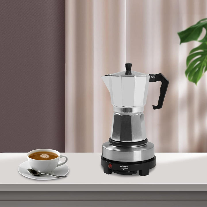 Mini Heizplatte Elektrische Mini Single Hot Plate Espresso Herd 500W 6 Tassen (Espresso Maker mit He