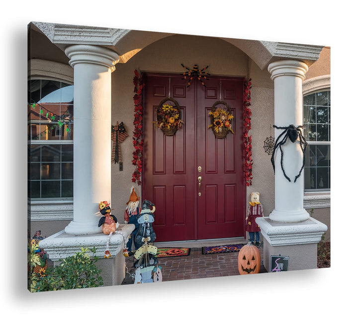 Halloween steht vor der Tür Format: 80x60 als Leinwandbild, Motiv fertig gerahmt auf Echtholzrahmen,