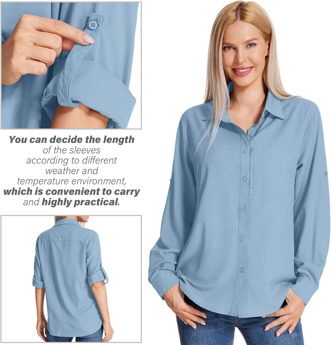 yeyity Damen Hemdbluse UV Schutz Langarmshirt Damen Schnell Trocknende Sport Shirts Wandershirt Safa