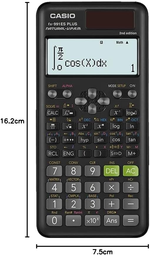 Casio fx-991ES PLUS 2 Wissenschaftlicher Taschenrechner mit 417 Funktionen und Display, natur Single