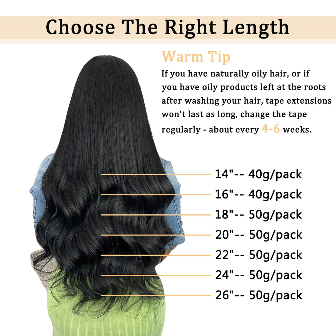 AGMITY Tape Extensions Echthaar, 40cm Schokoladenbraun Gerade Nahtlos 20 Stück/Packung Remy Invisibl