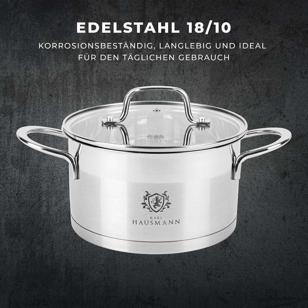 KARL HAUSMANN 18/10 Edelstahl Kochtopf Induktion 7.6 L Ø 26 cm, 7.6 L