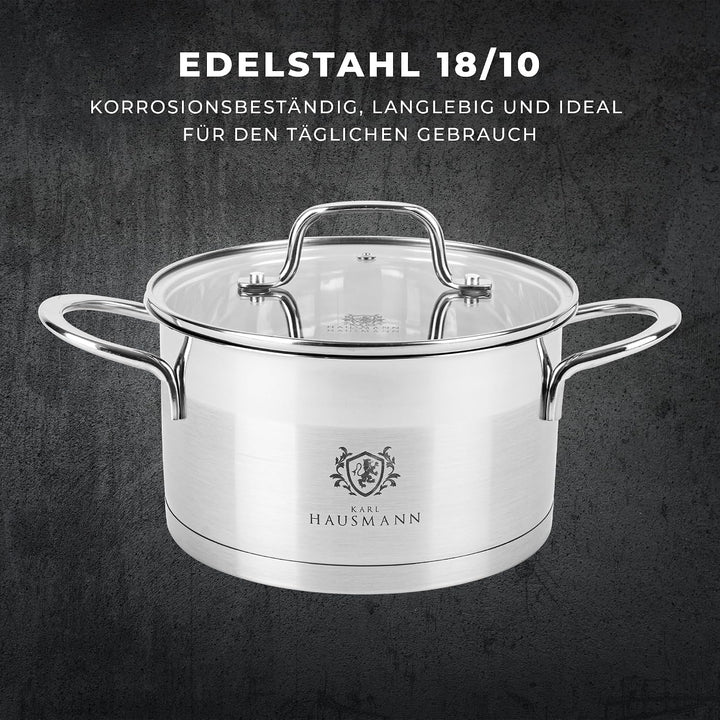 KARL HAUSMANN 18/10 Edelstahl Kochtopf Induktion 7.6 L Ø 26 cm, 7.6 L