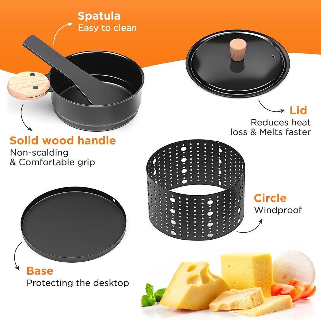 ipow 2er Set Mini Raclette Grill, Racletteofen Set antihaftbeschicht Kerzenraclette für Teelichter,