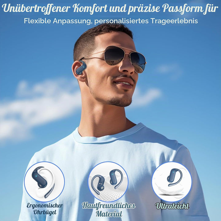 Open Ear Kopfhörer Bluetooth 5.4 HiFi Stereo, 2026 Kopfhörer Kabellos Bluetooth mit ENC Noise Cancel