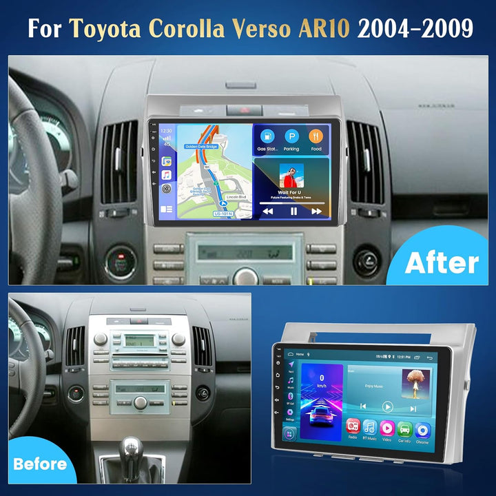 Hikity 2+64G Android Autoradio Wireless Carplay für Toyota Corolla Verso AR10 2004-2009 Bildschirm 9