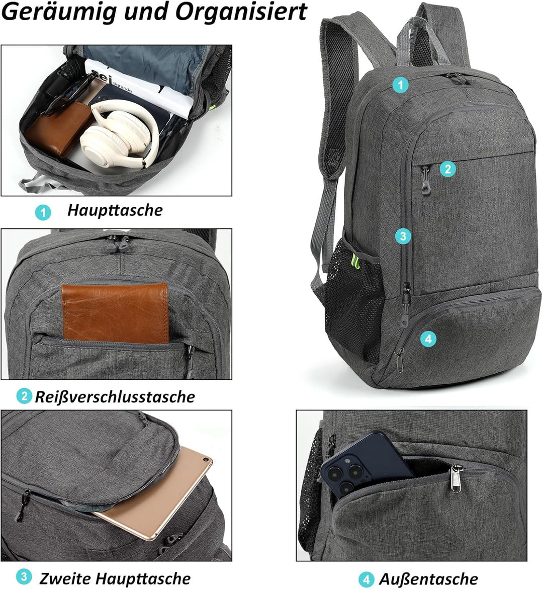 TANTOMI Wanderrucksack Ultraleicht Faltbarer Rucksack Klein, Packable Tagesrucksäcke Trekkingrucksac